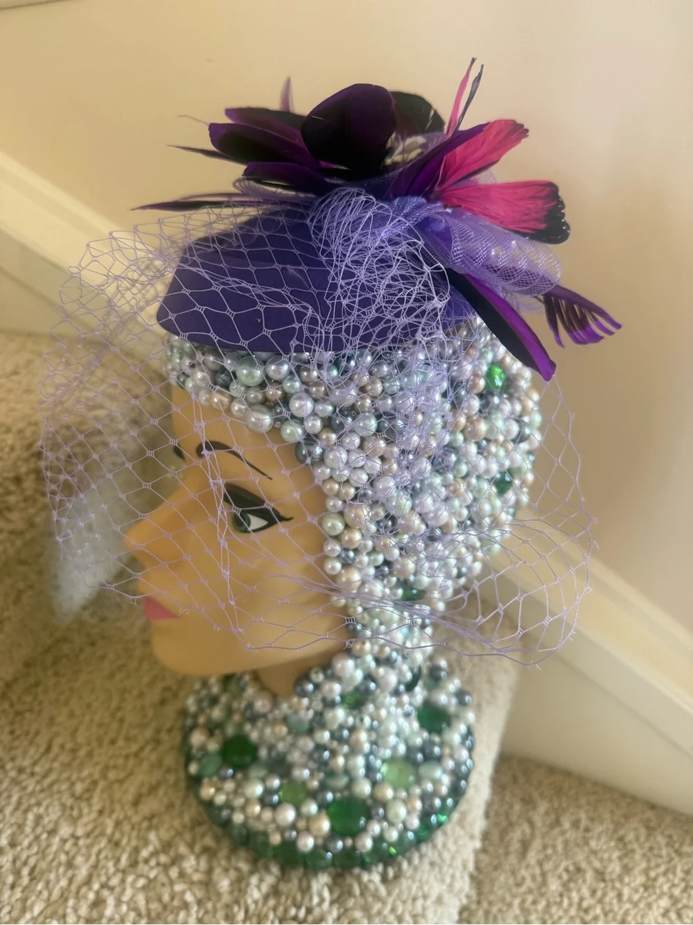 Purple Floral Feather Fascinator Headpiece - Women Accessories